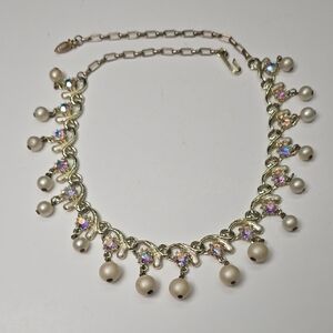 Vintage 50s/60s Costume Necklace with AB Crystal Accents